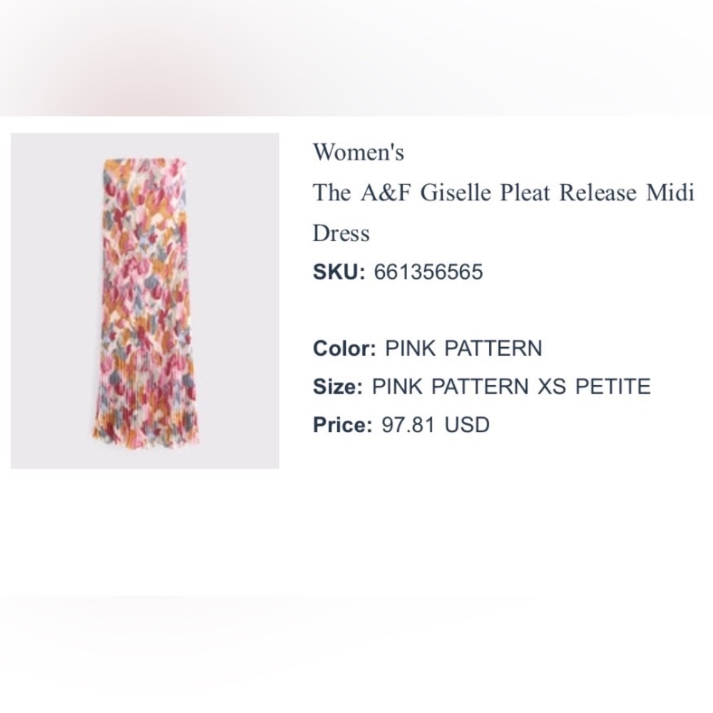 Abercrombie & Fitch Pink Floral Pleated Midi Dress